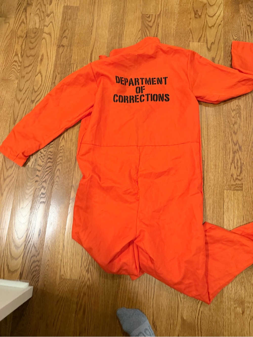 Halloween Orange One-Piece Jumpsuit with "Department of Corrections" Print